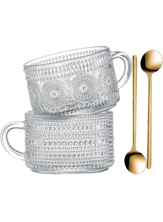 4 Pcs 15.2 oz Vintage Coffee Mugs with Bamboo Lids and Spoons - Image 5